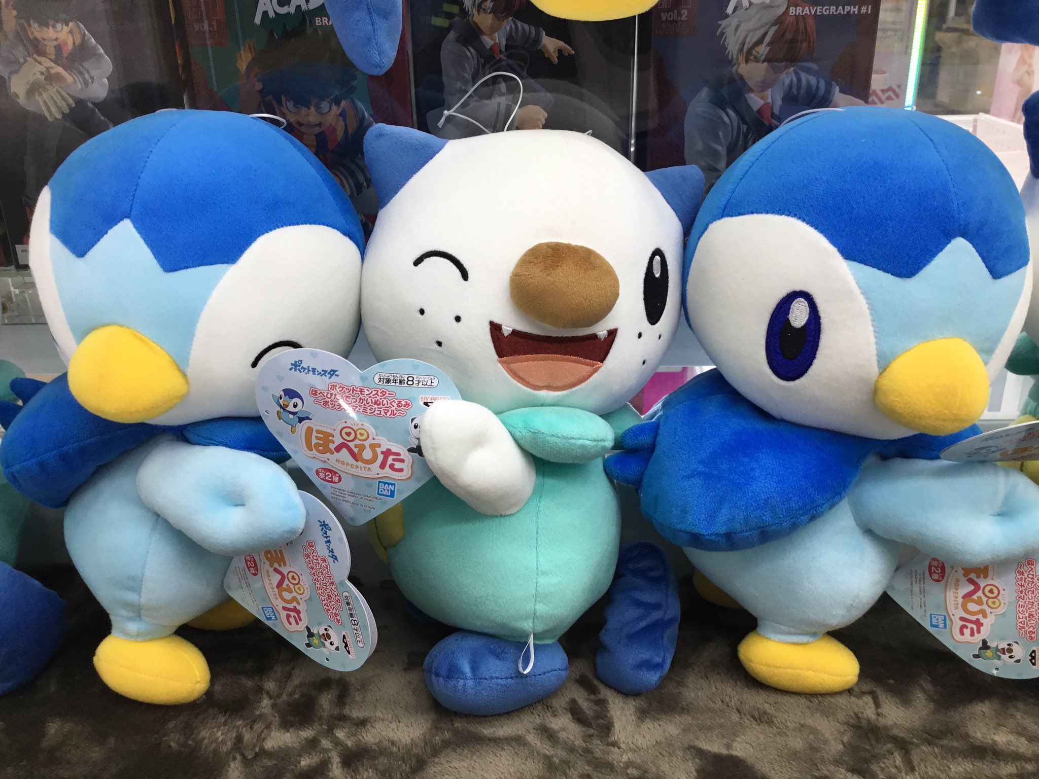 ピノッキースパティオ倉敷店 ポケットモンスター ほぺぴた でっかいぬいぐるみ ポッチャマ ミジュマル ほっぺをぴたっとくっつけてニッコリ可愛いんです ピノッキースパティオ倉敷 ゆめタウン倉敷 ゲーセン プライズ ポケモン