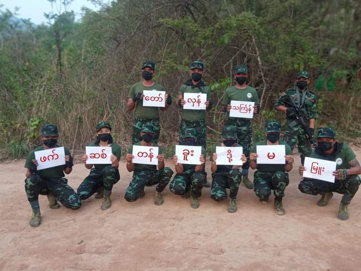 9913Ruri's tweet photo. The comrades of TAI - PDF (COBRA FORCE) in Shan State staged an anti-dictatorship #RevolutionaryThingyan paper strike in a forest area.

#2022Apr15Coup
#WhatsHappeningInMyanmar https://t.co/W9p5P8MUDP
