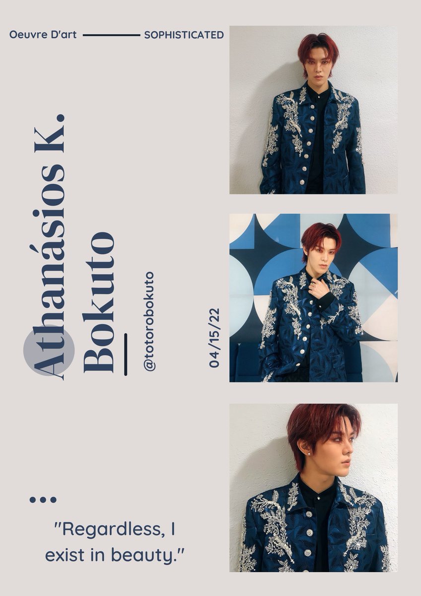 bokutwts's tweet photo. ㅤ

⚸ They say beauty is in the eye of the beholder, but I say beauty is born in each and everyone of us. I am Athanásios, and I am inviting you to see the spectacle of talent that is Oeuvre D'art tonight at 7pm. See you there!
 
#OeuvreDartSPH
#EveryBodySPH
#SPHinTaiwan

ㅤ https://t.co/jbBJ6pfdci