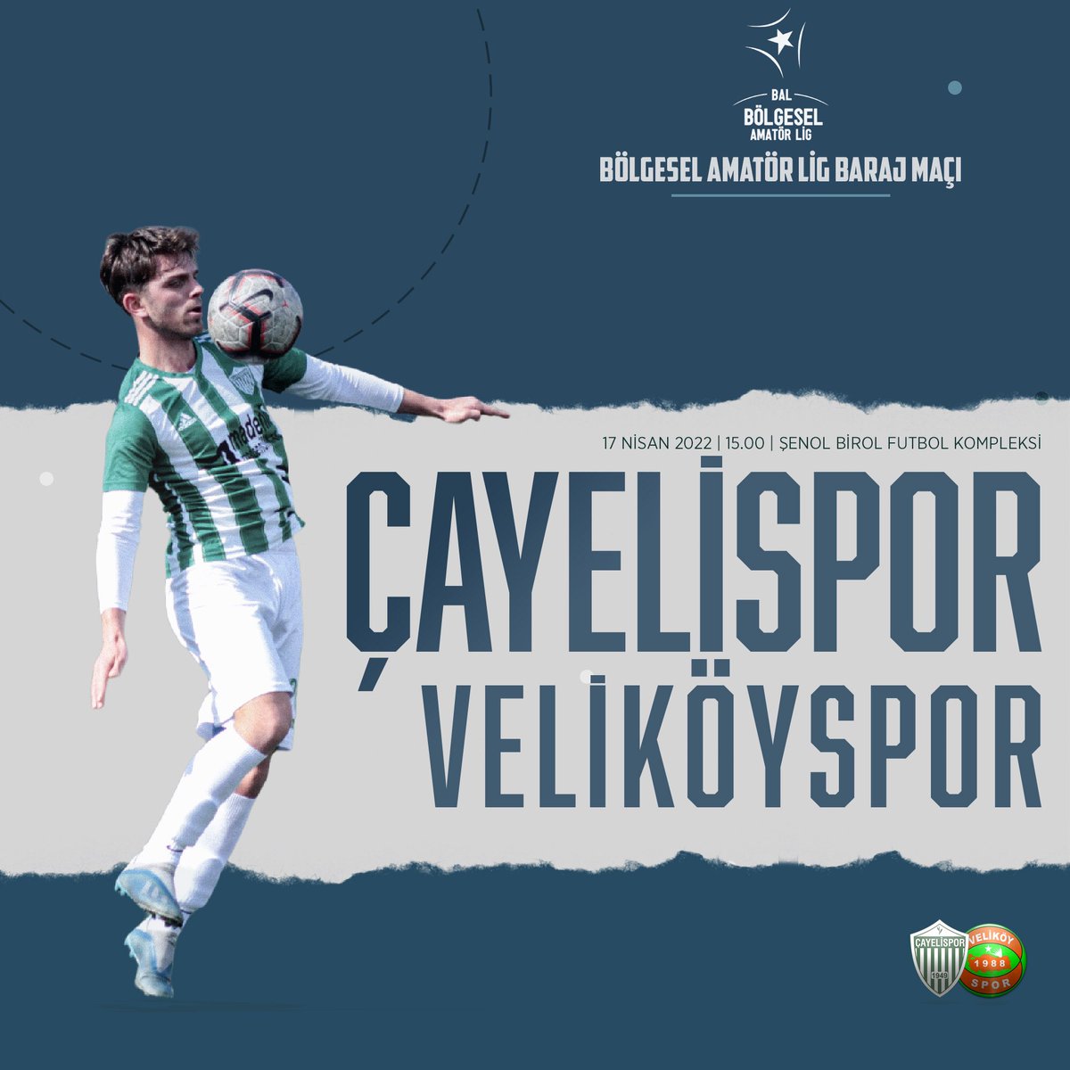 🏆 Bölgesel Amatör Ligi Baraj Maçı
🆚 Veliköyspor
🏟 Şenol Birol Futbol Kompleksi Rize
📅 17 Nisan
🕓 15:00 ☀️ 18°
🛎️ Abdülselam Koçak

📲 | #CSLive