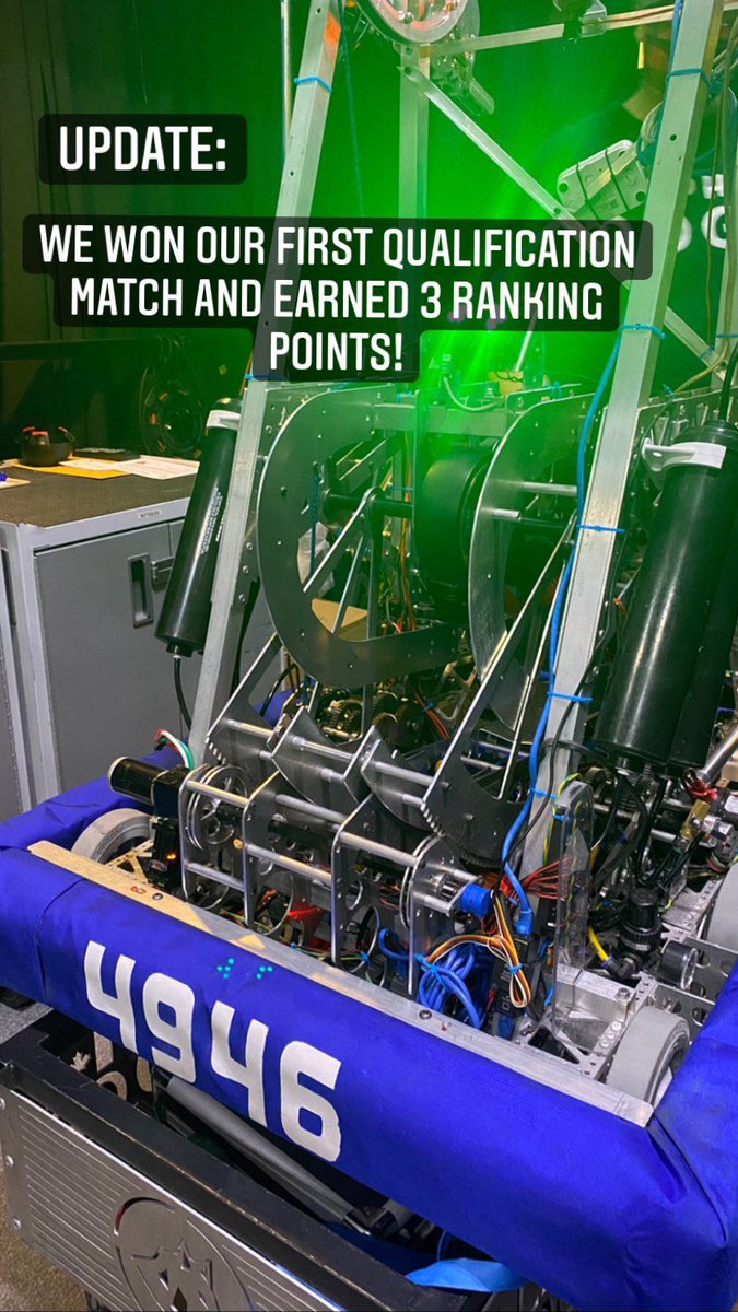 Great start to FIRST robotics provincial championships. 4 wins. 0 losses!  Ranked 5th out of 67!  Ready for day 2.