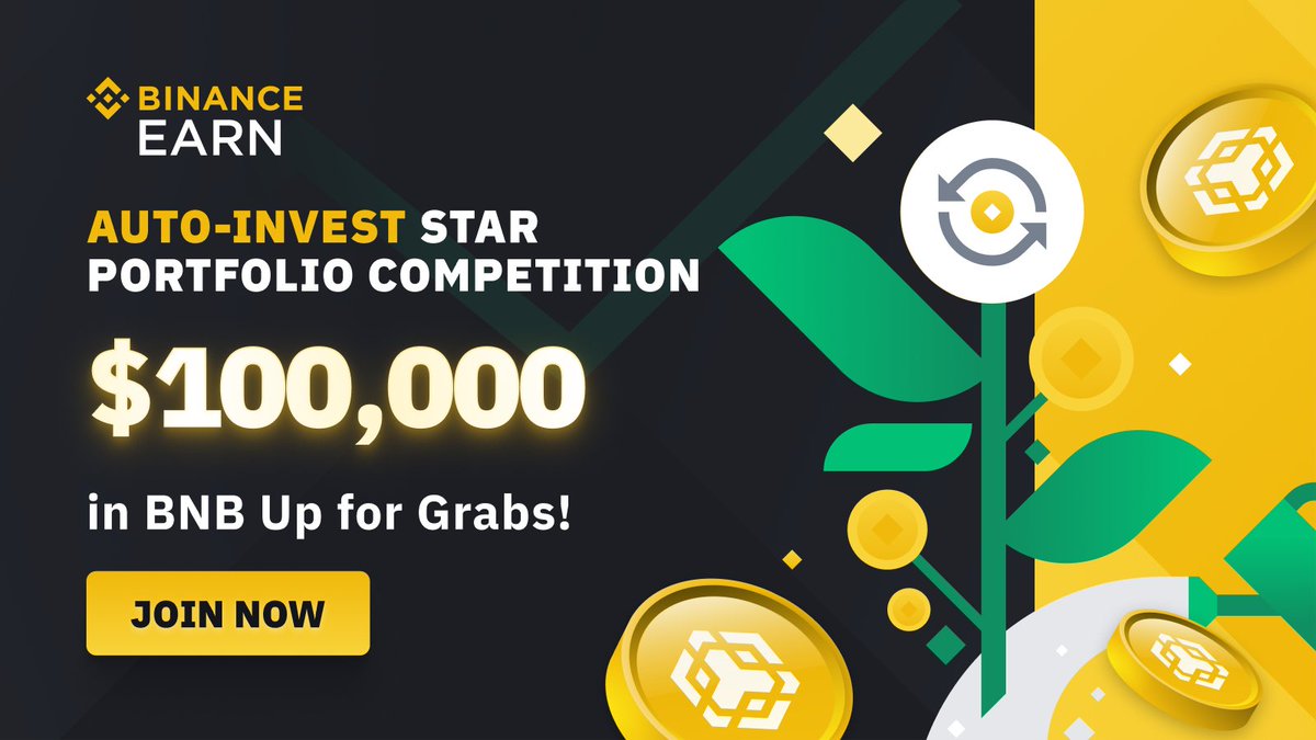 binance's tweet photo. #Binance Earn launches Auto-Invest Star Portfolio Competition with up to $100,000 in #BNB up for grabs!

Find out more ➡️ https://t.co/mWTZZO676H https://t.co/WBqmckBiz6