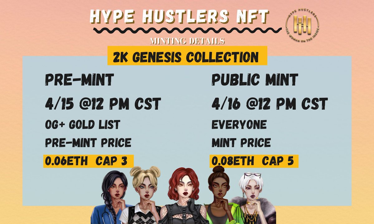 TheBaussGirlNFT's tweet photo. Our very dear friends @HypeHustlersNFT are minting today! 🔥

Amazing project, beautiful artwork, and a wonderful team. Do check them out!! 💗💗 https://t.co/3Qv5T228OG