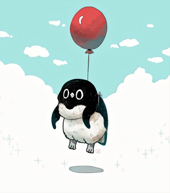 【🎈】
風船をつけたアデリーペンギン。ちょっと浮いてて嬉しそう〜🎈🎈🎈
#アデリーペンギン 