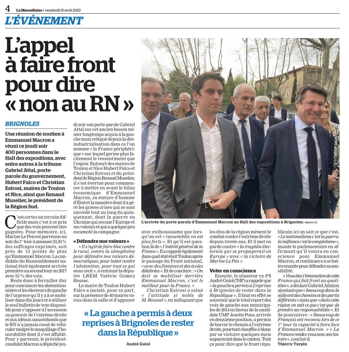 TdP_Var's tweet photo. "La gauche a permis à deux reprises à Brignoles de rester dans la République" ! 
Notre Senateur #AndréGUIOL hier à #Brignoles. 
#AvecVous #JeVote #Macron https://t.co/vEIsZM0DJf