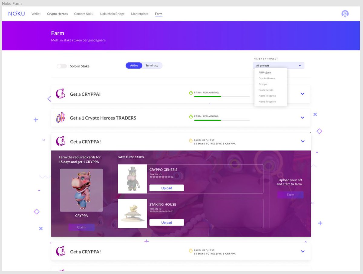 CryppoNFT's tweet photo. Hey fam! 🦛

We have another sneak peek for you!
Another preview of the Cryppa system and staking UI! 🙏🙏

@NokuOfficial @TheNemesis_io  #staking #cryppa #farm #nfts https://t.co/ciTtaimQ3H