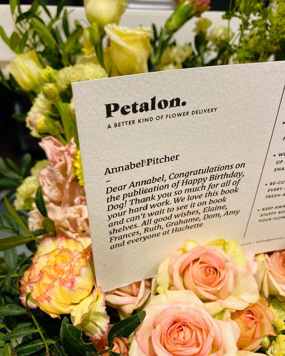 More publication day flowers ☺️ Thank you so much <a href="/HachetteKids/">Hachette Children's Group</a> and <a href="/HodderBooks/">Hodder & Stoughton (no longer active)</a> So excited and proud that Happy Birthday, Dog! is out in the world at last 👉👉👉 waterstones.com/book/happy-bir…