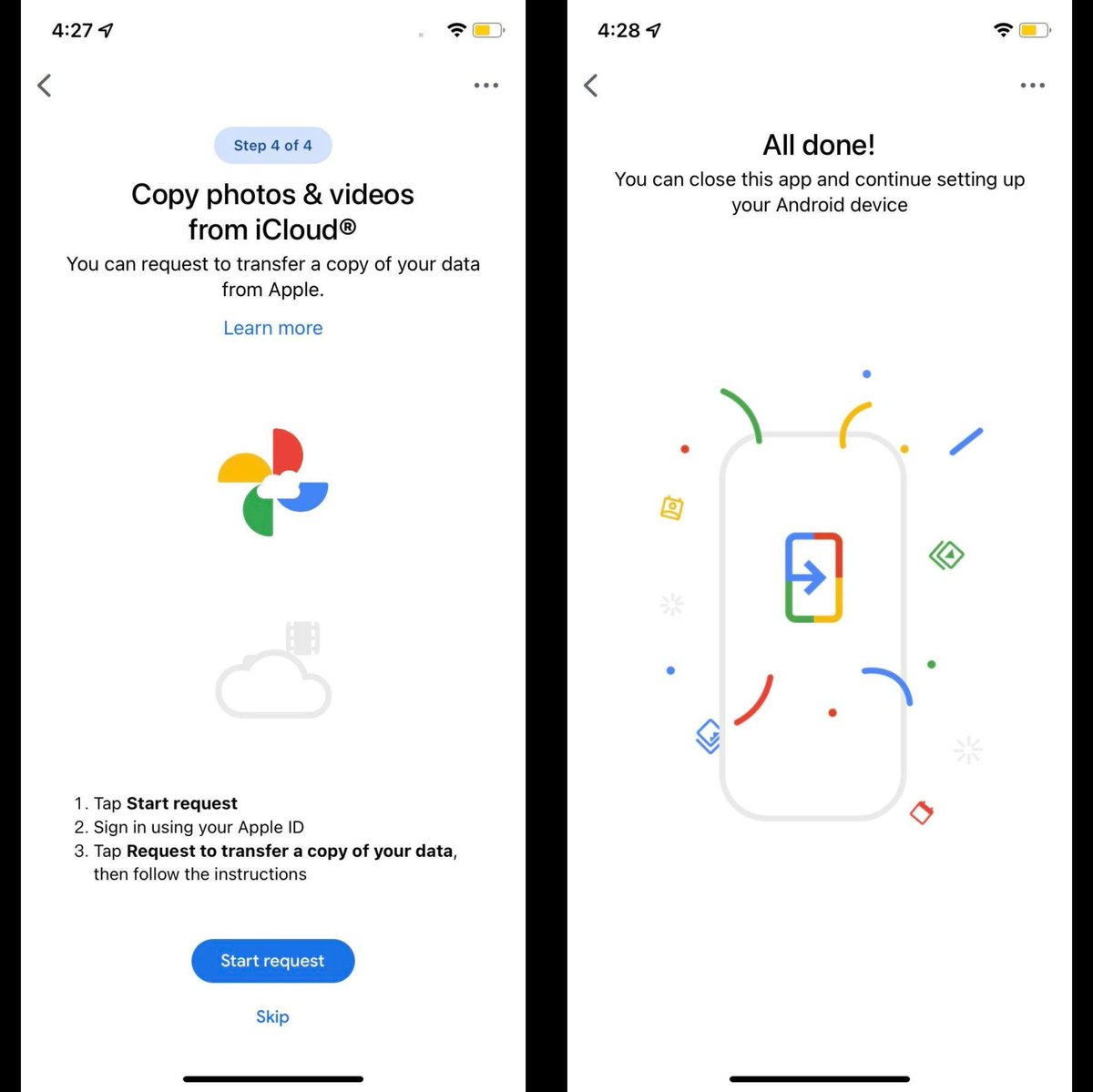 drbeel_techno's tweet image. #Google #SwitchtoAndroid 
جوجل بصدد طرح برنامجها الخاص لنقل المعلومات من آيفون إلى أندرويد Switch to Android قادر على نقل كل ما تحتاجه من ذاكرة الجهاز و من خدمات أبل السحابية أيضا.