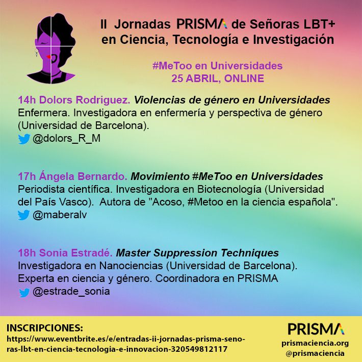 PuertoP_Marta's tweet photo. Desde @PRISMAciencia hemos organizado la segunda edición de las Jornadas de Señoras LBT+ en Ciencia, Tecnología e Investigación @JornadasLtb

Este año hablamos sobre el movimiento MeToo en Universidades. 

 🗓️25 de Abril, inscríbete en: https://t.co/XbBNLbXVx3 https://t.co/rJtoWbRUss