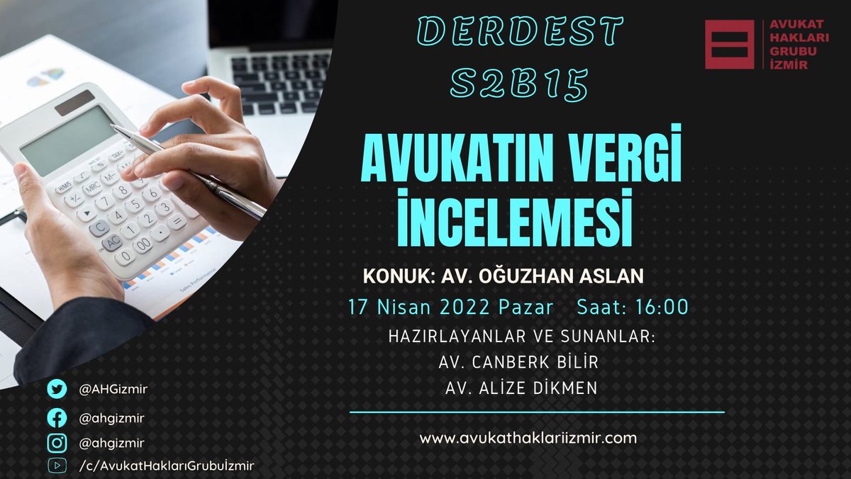 izmiravhareketi's tweet photo. 📌 Avukatlar neden bu kadar sık sektörel vergi incelemesine alınıyor?
📌 İncelemelerde hangi kriterlere dikkat ediliyor?
📌 İnceleme sırasındaki ve sonrasındaki haklarımız neler?
Çok daha fazlası bu pazar AHG İzmir tarafından düzenlenen #Derdest programında sizlerle. https://t.co/6Ztb5OhUZs