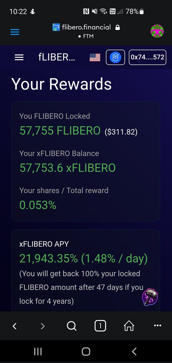 Matirabi79's tweet photo. @fLibero_Fi I locked 57,755 fLIBERO ~$311.82 for 4 years, total rewards $124 USD in 10 days https://t.co/iInHNzj178
