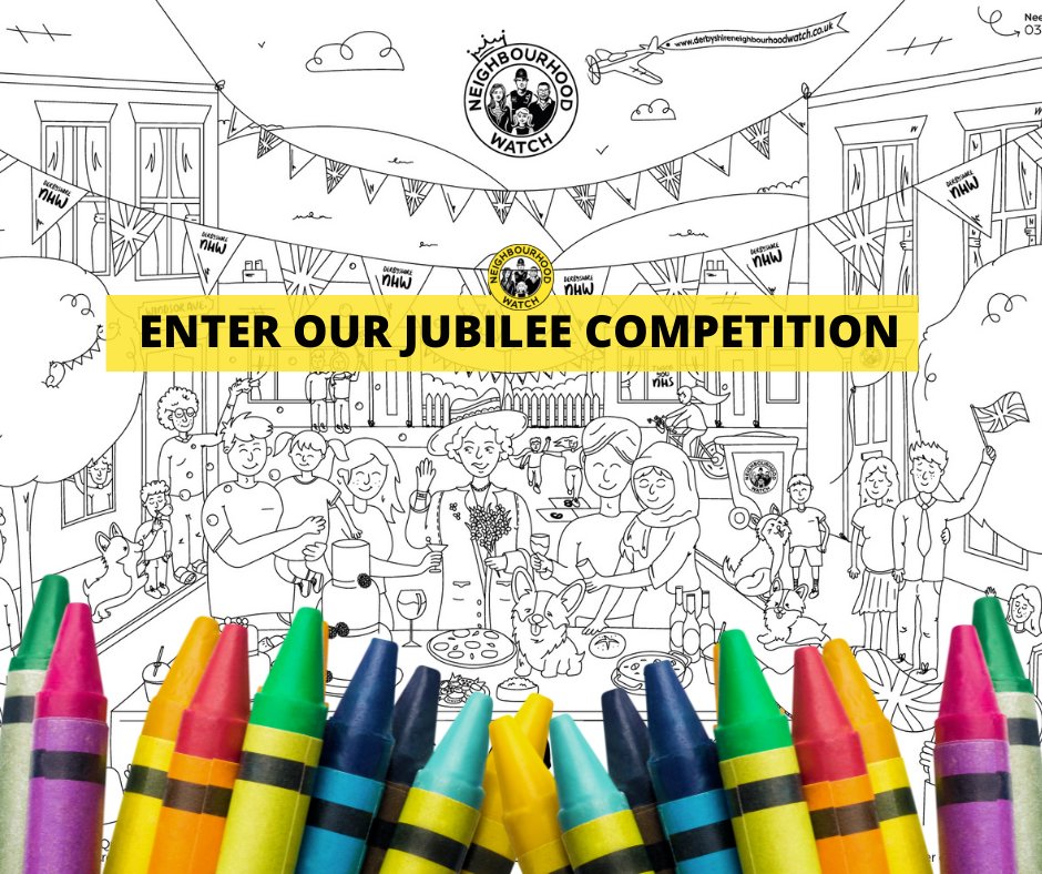 Enter our children's Jubilee competition. Simply download your picture and colour it in then upload on our website and tell us why the Queen should visit you. derbyshireneighbourhoodwatch.co.uk/jubilee-compet…