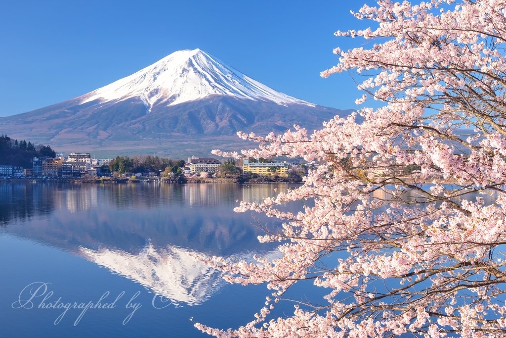 河口湖の逆さ富士。 週末は晴れそうですね🤗