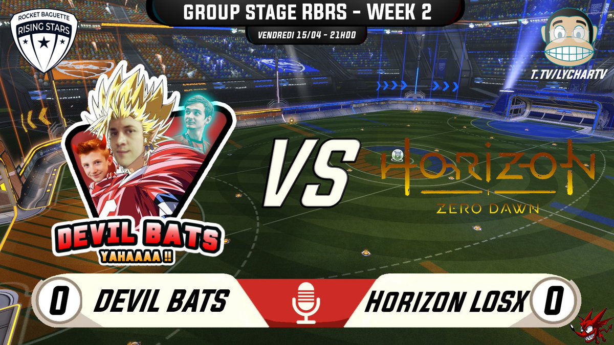 Ce soir à 21h00 nos démons jouent leur second match #RBRS de la saison face à Horizon LOSX ! 

Vous pourrez les suivre sur la chaine #Twitch de @LycharTV, notre caster partenaire pour la compétition !

BUTSUBUSU #YAHAAAA 😈