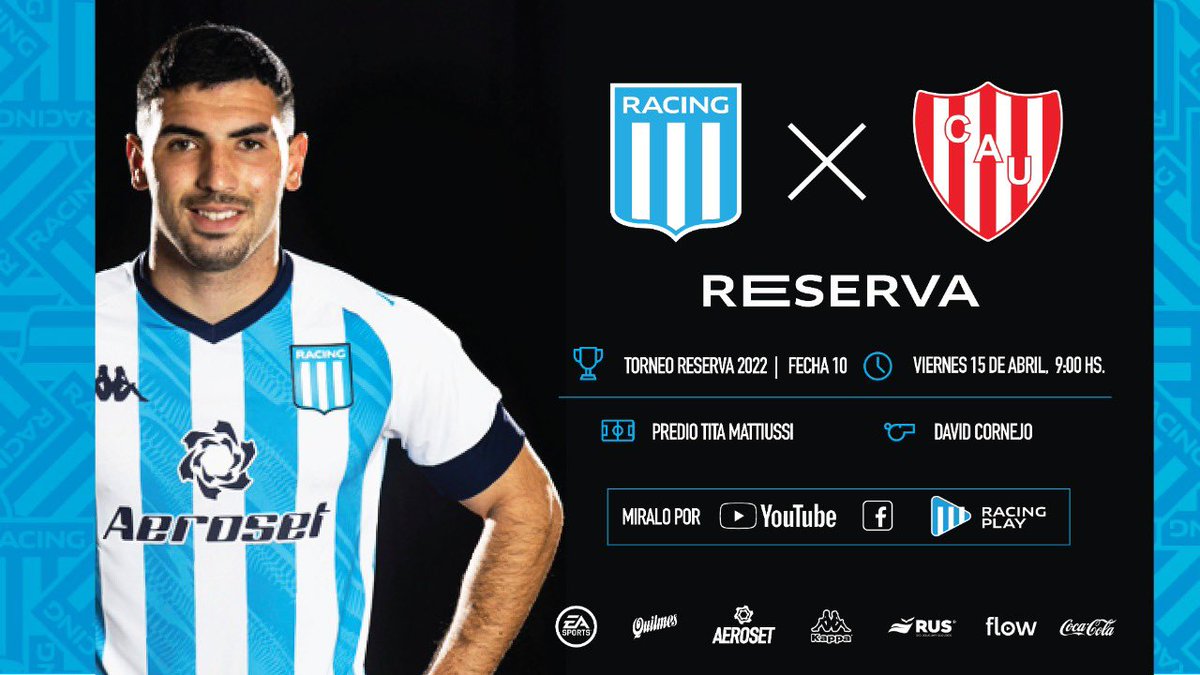 ¡Juega la Reserva y la miras en VIVO por #RacingPlay!

⚽ @racingclub 🆚 Unión
⏱️ 9.00 

📲 racingplay.com.ar

#VamosRacing