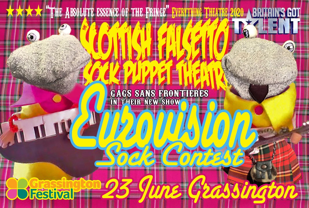 falsettosocks's tweet photo. "Stars" of #BGT bring #Eurovision to the town where they film #AllCreaturesGreatAndSmall on Thurs June 23rd when the Scottish Falsetto Socks return to @GrassingtonFest with their hilarious new show - The #Eurovision Sock Contest

Book now!

https://t.co/lhbuatjaYA https://t.co/r8WJr4PA4l