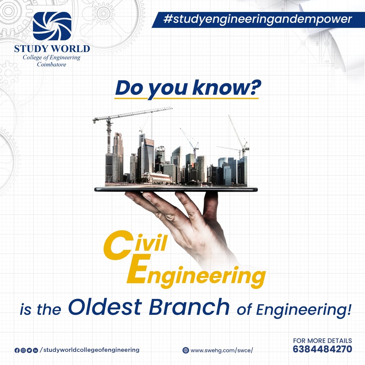StudyWorldGI's tweet photo. Civil Engineering is considered as the Mother of Engineering and #JohnSmeaton is known as the Father of #CivilEngineering. 

#studyengineeringandempower
#studyworldengineeringcollege

#SaturdayMotivation https://t.co/3tBEwHTGNi