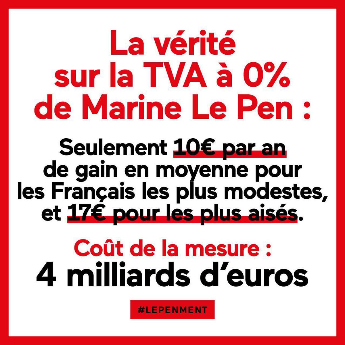 ALUCEDELAGE's tweet photo. ❌ La vérité sur le programme de Marine Le Pen : moins de pouvoir d'achat et plus de dette pour nos enfants. #LePenMent #StopLePen https://t.co/Of1CySVOEI