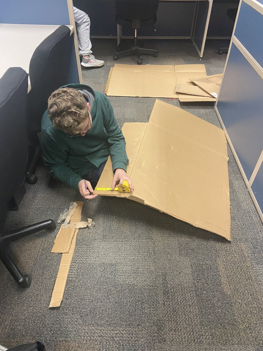 MinookaTech's tweet image. PLTW POE student are loving the cardboard furniture design challenge. They made scaled prototype and now they are working on the full size prototypes. How many of these will be able to hold me? @MCHSDistrict111 @CteMchs