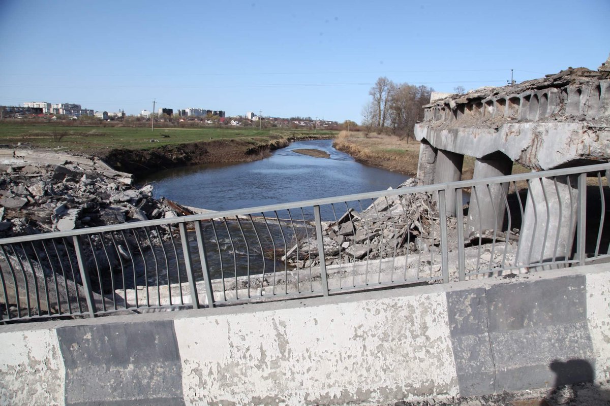 BilohorodkaPC's tweet photo. #Borodianka is recovering. Local residents are returning home. Though the bridge is not restored yet, it can be used with caution. https://t.co/0fUR5ocWuC