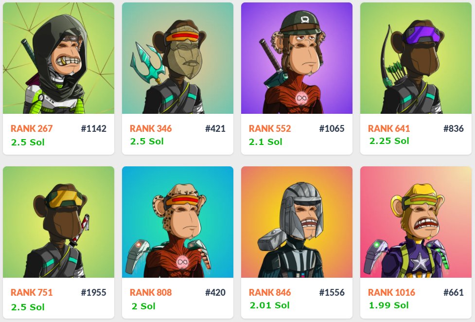 SpaceXApes's tweet photo. 🦍 BEST SXA DEALS UNDER 2.5 SOL:

🎟️Secure your ticket to Planet X &amp; 3D!

https://t.co/yD6kGX9UgS

👇Ordered from Highest to Lowest Rank👇 https://t.co/am6MqjaGiV