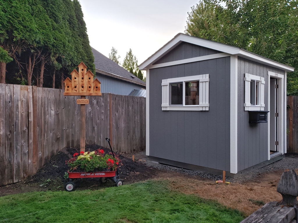 tuffshed's tweet photo. You can't judge a shed by the exterior. This little shed makes one excellent home office, finished to match the owner's style and workspace needs. https://t.co/Mbeu67hEBj