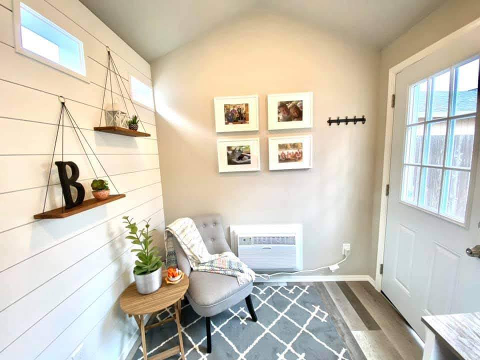 tuffshed's tweet photo. You can't judge a shed by the exterior. This little shed makes one excellent home office, finished to match the owner's style and workspace needs. https://t.co/Mbeu67hEBj