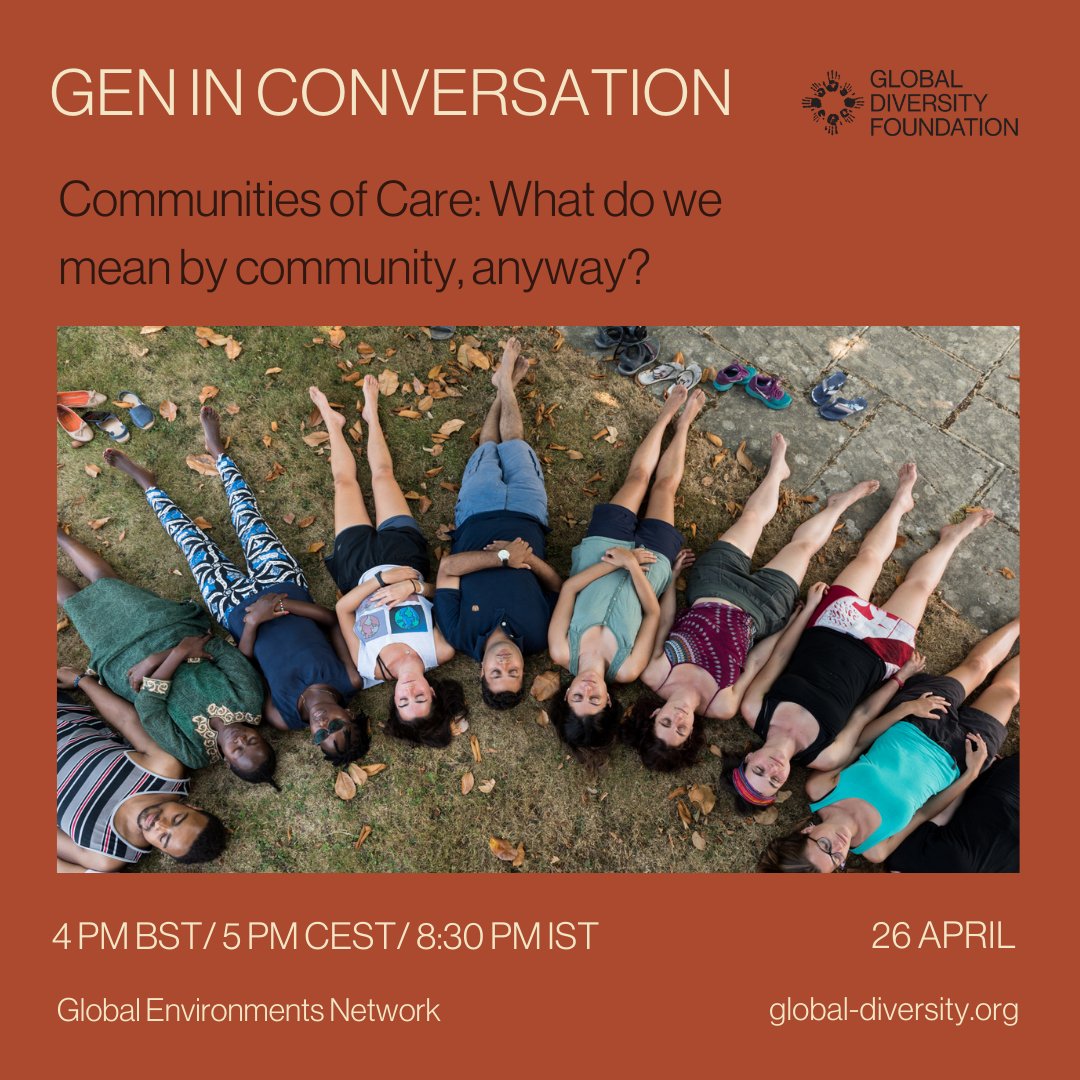 GlobalEnvirons's tweet photo. On Tuesday 26th April at 16:00 BST, GEN will host a discussion about what it means to build communities of care. 

Check out the link for tickets and more information: https://t.co/PfHQnOHkrP

#community #care #environment #conversation #discussion #roundtable https://t.co/ha8IKgRVvT