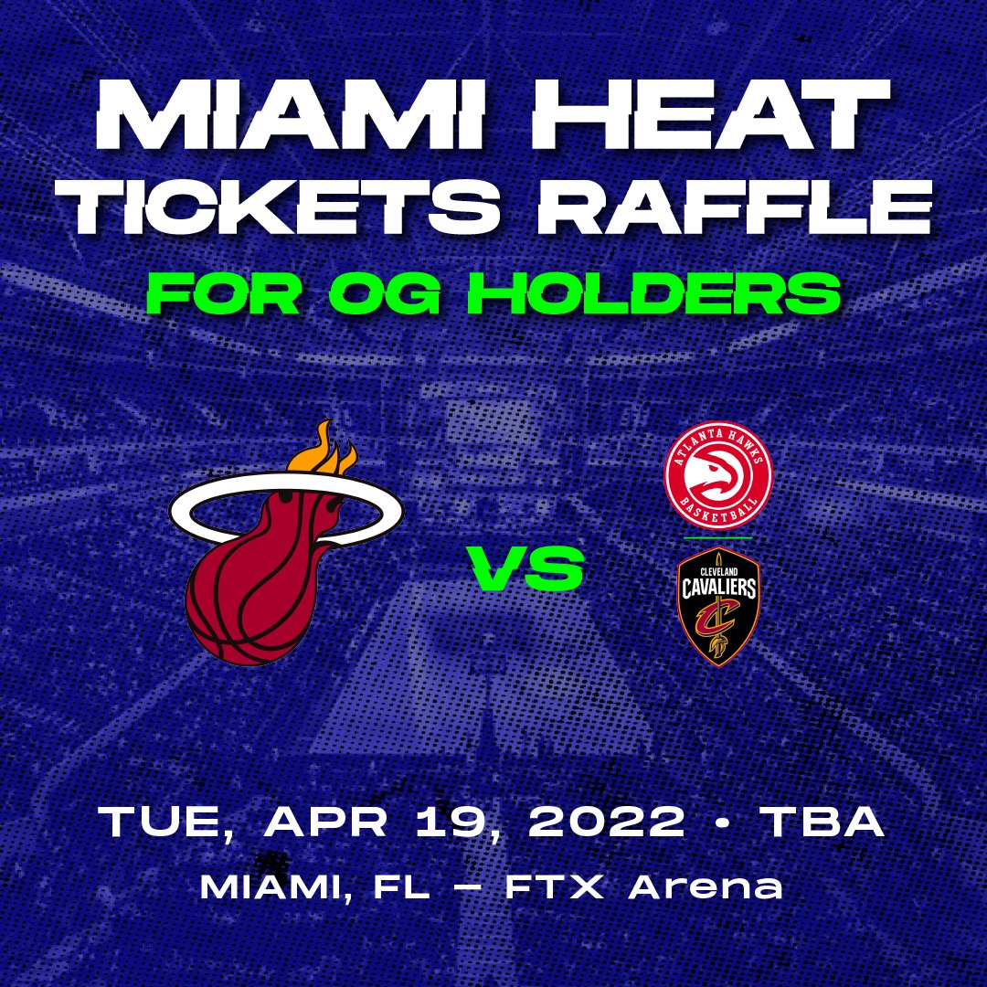 🔥 ATTENTION 🔥

If you are a fan of electrifying basketball experiences we have something for you that'll make your butt cheeks clap! 👀

We are giving away 2 tickets to one lucky OG Holder for the Miami Heat's first Playoff game in the FTX Arena in Miami on Apr 19! #BalliesFam