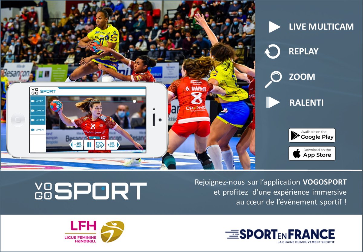 VOGO_Group's tweet photo. ❗NOUVEAUTÉ DIGITALE demain à 20h30 ❗
Lors de la rencontre @ESBF_Handball Besançon vs @jdadijonhand, venez profiter d’une expérience nouvelle et enrichie grâce à l’application gratuite #VOGOSPORT ! 🥅🤾 @LBE_Officiel @sport_en_france https://t.co/nhzHNNppzp