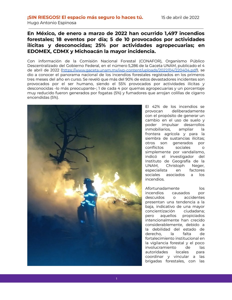 CmdtEspinosa's tweet photo. Buen día!!!
Les comparto ¡SIN RIESGOS! de esta semana, en donde reflexionamos sobre los incendios forestales, su impacto y la necesidad de involucrarnos todos… ¿Por qué? Entérense en 2 minutos!
Gracias por su amable lectura y por compartir. Saludos!!! 👇 https://t.co/xbdkzaIOK5