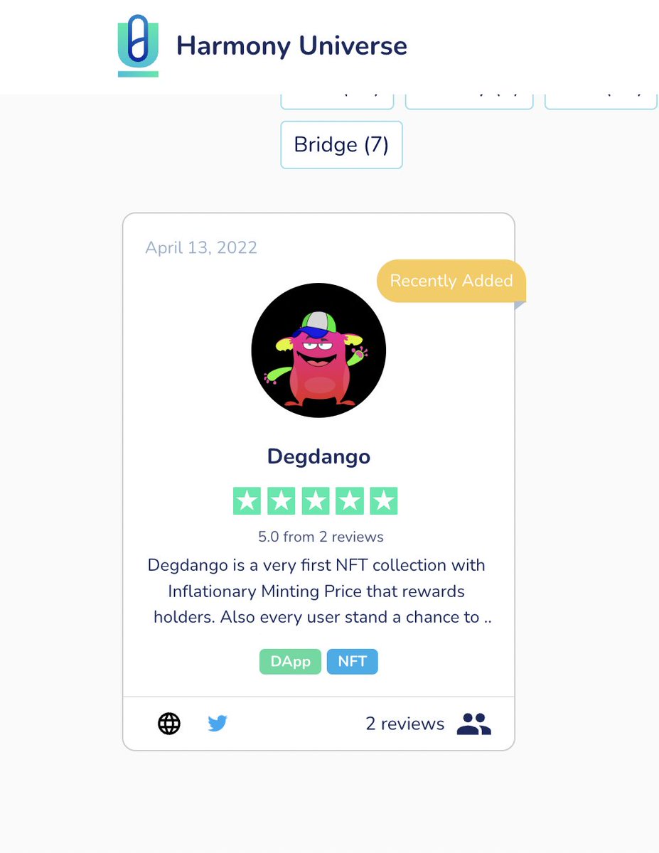 thenftChuck's tweet photo. Finally  Degdango is added to @HarmonyUnivrse 

https://t.co/bXIwcCidEw

#NFTs #crypto #Collections #art #collectibles #HarmonyONE #NFTcollections  #HODL #chuck #nftcollectors  #Mint #blockchains #HarmonyONE @harmonyprotocol https://t.co/pyRvuPNECY