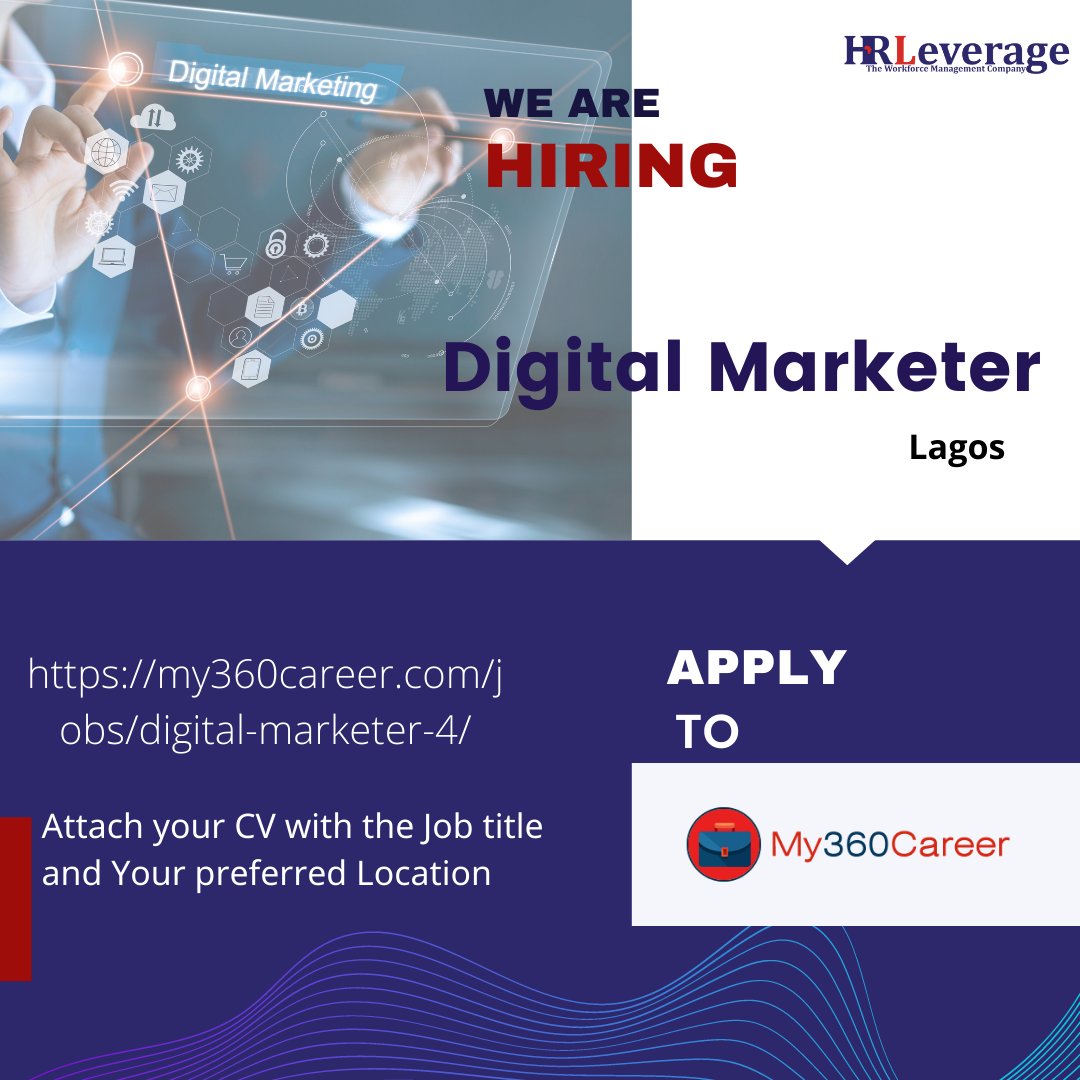 HRLAfrica's tweet image. WE ARE HIRING!!!

Financial Manager -Abuja 

Digital Marketer-Lagos 

Apply to my360career.com 

#jobcvacancy #jobsinlagos #customerrepresentative #available jobs #nowiring