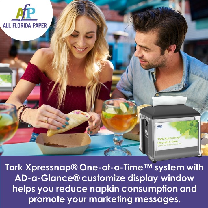 Tork Xpressnap Café® Napkin Dispenser Classic Design is ideal for limited service restaurants where a small napkin is preferred. Delivers napkins one-at-a-time, improving hygiene and reducing consumption by at least 25%, compared to traditional dispenser napkins.  

⭐⭐⭐⭐⭐