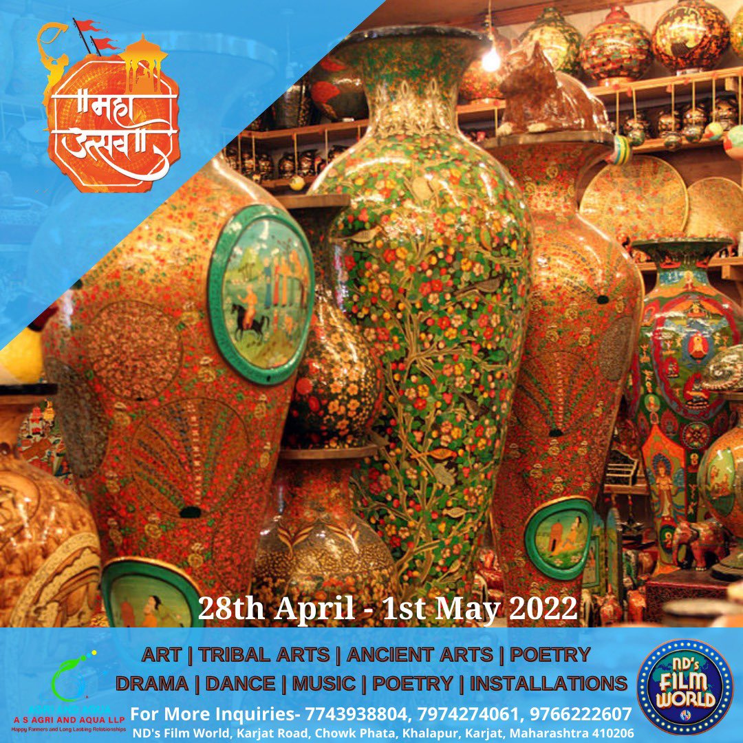Let's Celebrate the art, culture, tradition, taste and colours of Maharastra exclusively at ND’s Film World MahaUtsav 🌈

महाराष्ट्राची गौरव गाथा, चला एन डी ला 🚶‍♀️

Join us from 28th April to 01 May 2022

#mahautsav #ndsfilmworld #nitinchandrakantdesai #maharashtradiwas