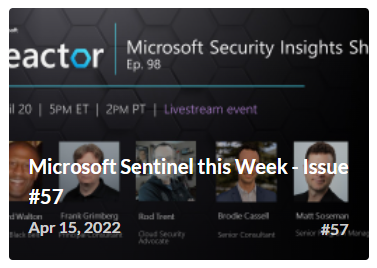 rodtrent's tweet photo. 🔥 Hot off the press: "Microsoft Sentinel this Week - Issue #57" https://t.co/MBvnbNL85Z (via @revue) #MicrosoftSentinel #Azure #Cybersecurity #MicrosoftSecurity #Security https://t.co/TObK5mIHRD