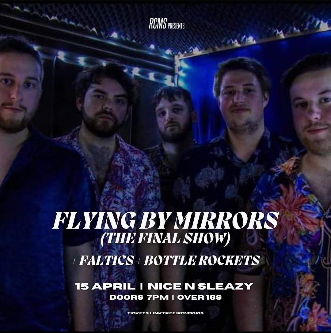 After nine years we will play our final show tonight, doors open at 7pm, there are tickets still available, get yours at linktr.ee/flyingbymirrors before it's too late🎉