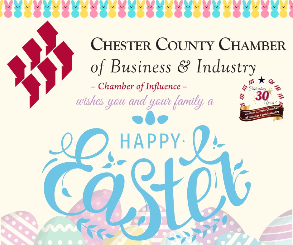 Have a Happy and Blessed Easter!

The Chester County Chamber of Business and Industry office is closed today, April 15, 2022 in observance of the Easter holiday.