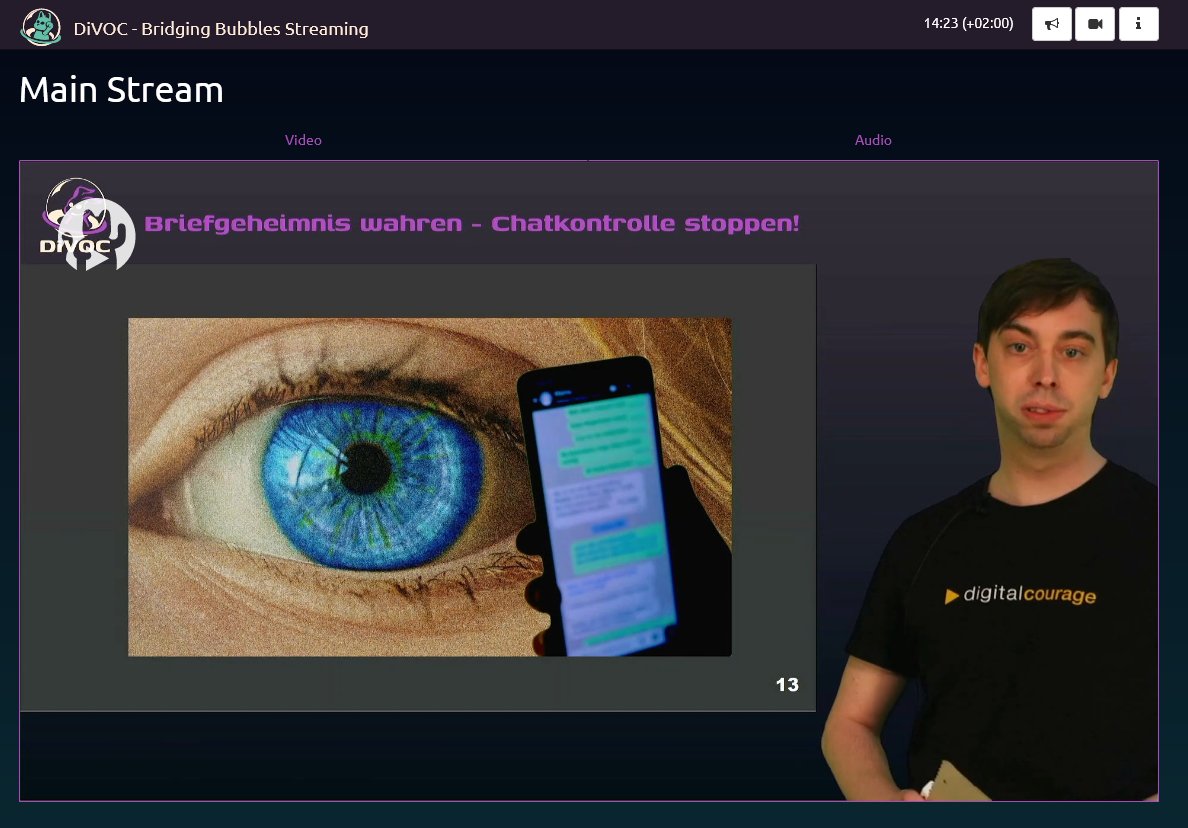 Konstantin Macher bei einem Vortrag zur Chatkontrolle auf dem DiVOC