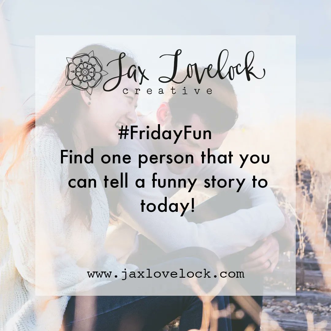 #FridayFun
Find one person that you can tell a funny story to today!

Building the Conditions for Creative Change
jaxlovelock.com

#creativeempowerment #Creativefun #creativebrainbreak #creativeexpression #creativefreedom