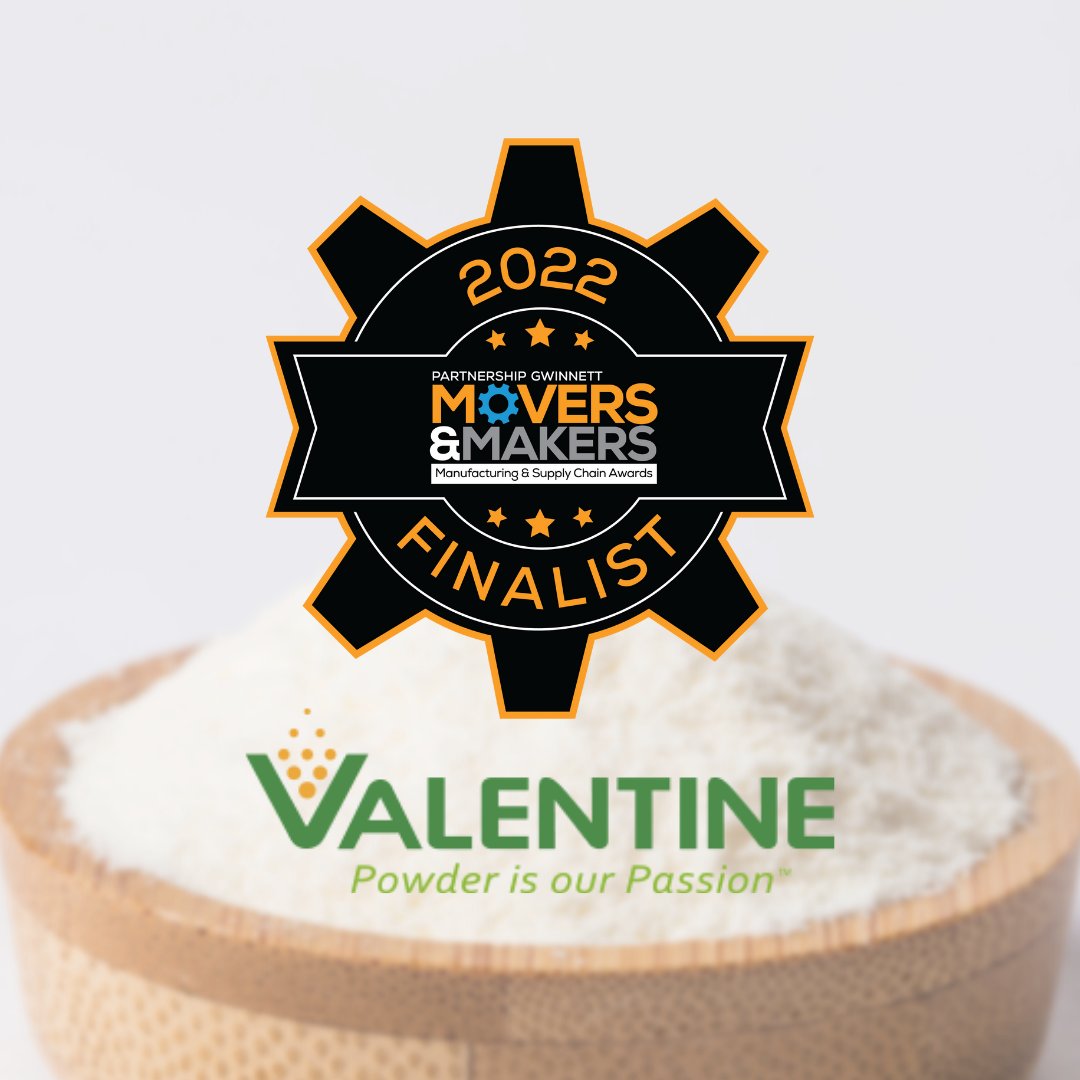ValentinePowder's tweet photo. We are a finalist for @PartnershipGw’s Movers and Makers 2022 Manufacturing & Supply Chain Awards! An honor to even be considered, we are proud to be viewed as a benefit to Gwinnett County’s economic development. #GwinnettCounty #MoversandMakers https://t.co/qvY7NfStOi