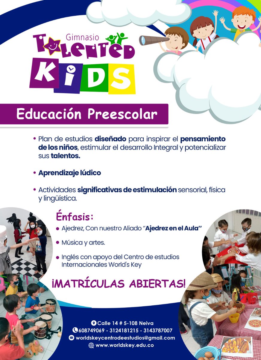 WORLDSKEYCEI's tweet photo. En al semana de reflexión recuerda que tenemos la oportunidad que esperabas para estudiar inglés, educación preescolar y diversos cursos para niños, jóvenes y adultos. Los esperamos la próxima semana Calle 14 No. 5- 108. Cel 3124181215. https://t.co/EJWt580t4Y