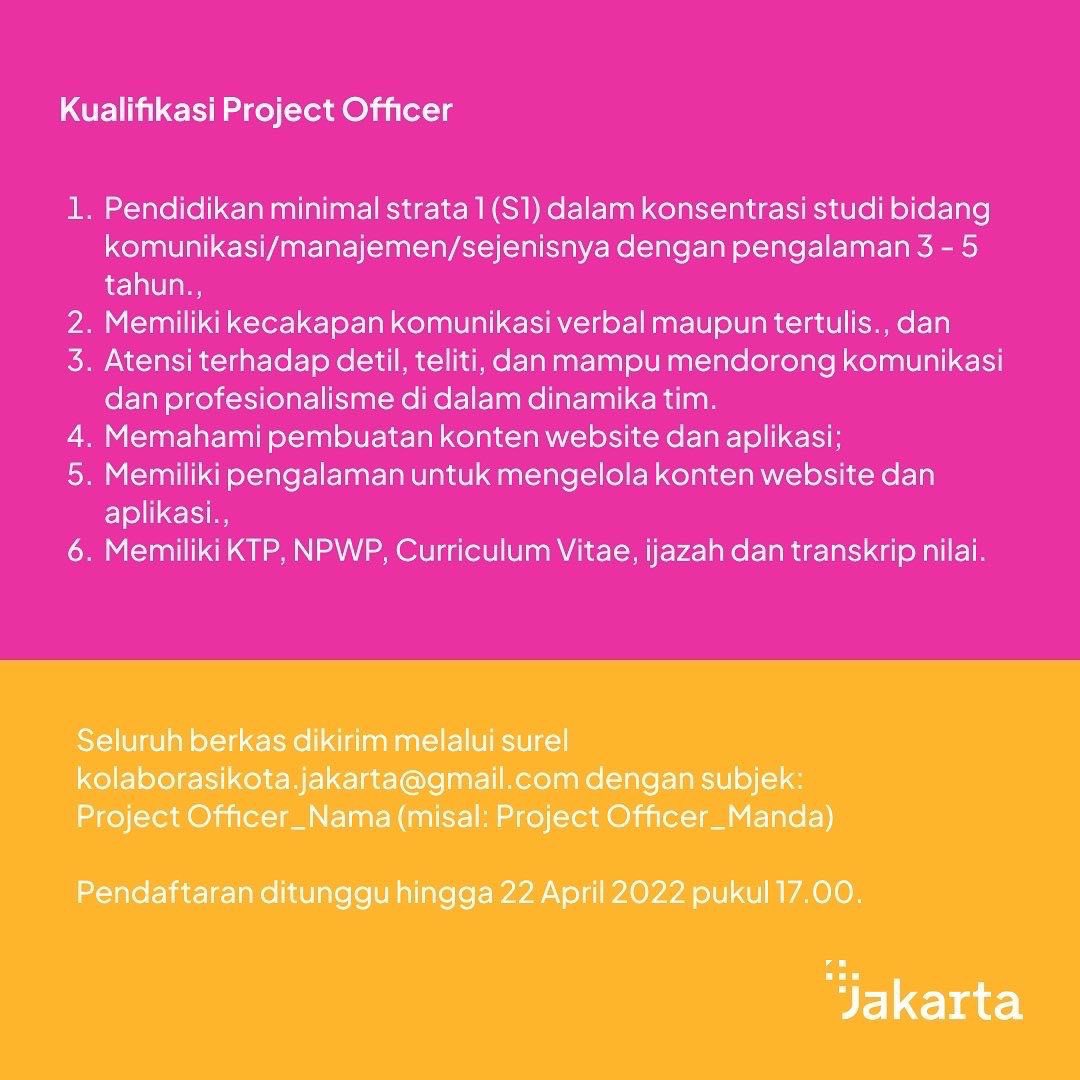 einsistant's tweet photo. Pendaftaran dan pengiriman dokumen ditunggu hingga 22 April 2022 pukul 17.00 WIB

Mari bersinergi, bahu membahu mewujudkan Kota Kolaborasi!

#JakartaSmartCity #LowonganJakarta
#LokerJakarta #infoloker https://t.co/hkk8cip8LF