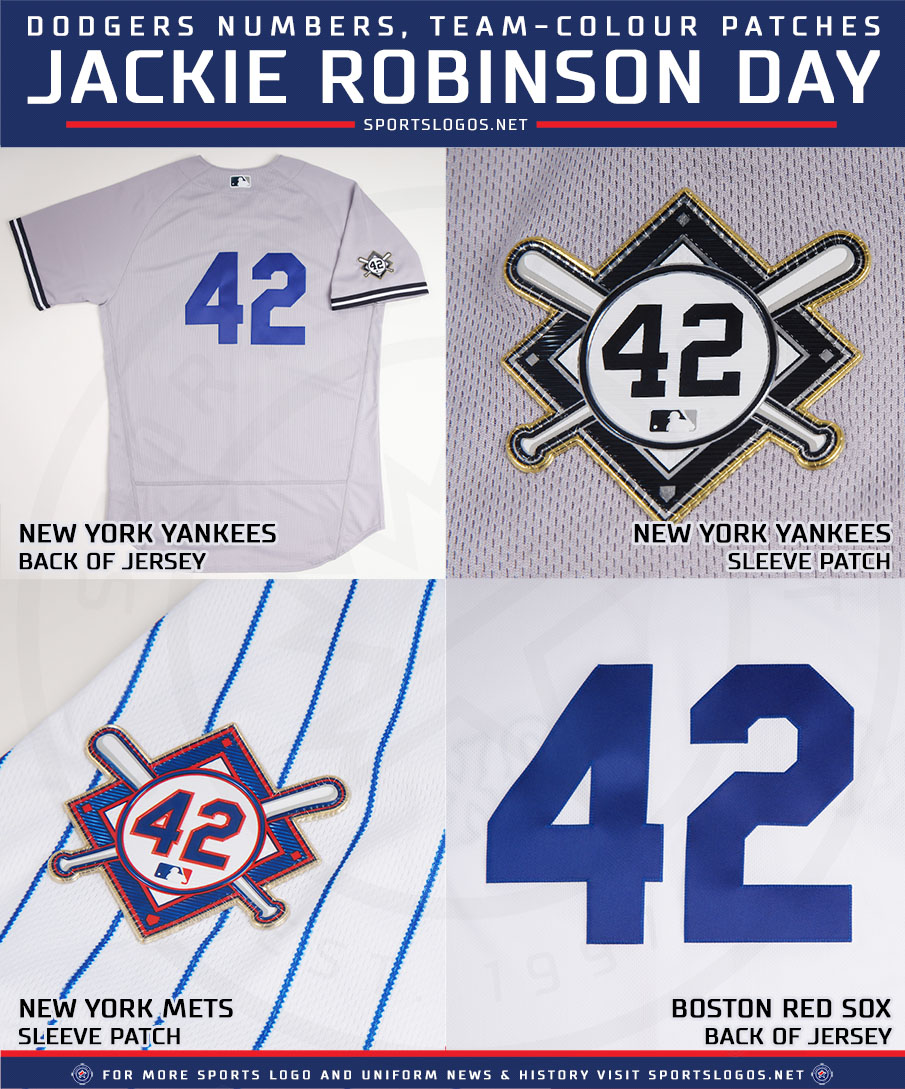 Chris Creamer  SportsLogos.Net on X: This year's Jackie Robinson Day  brings some changes to uniforms. All players now wear a blue Dodgers #42 on  their jersey backs (previously it was in