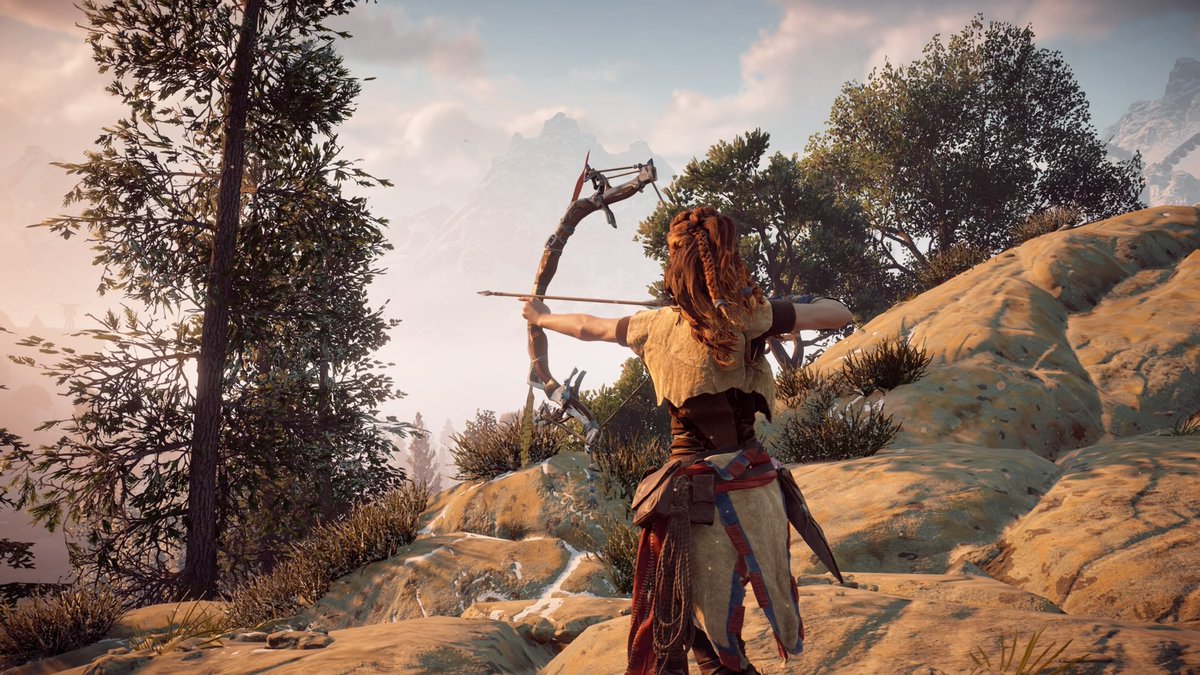 OMeredew's tweet photo. 2-tweet #Review - #HorizonZeroDawn by @Guerrilla. If I'm honest, I had a bit of 'third person RPG fatigue' when starting Horizon - the usual dodge roll, crafting &amp; perks affair. Thankfully, my opinion changed after I entered the desert section. Horizon is full of challenging...> https://t.co/8M76lqkbjy