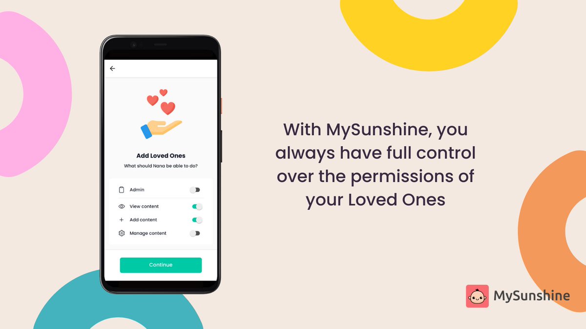 Choose between viewing content, adding content, managing content or adding someone as an admin. 

Check out our FAQ for more information mysunshineapp.com/faq.html

#featurefriday