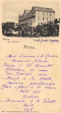 Allá por 1906 el turismo en Gran Canaria se encontraba con menús que ya quisieran los de las estrellas Michelin.
La ciudad con 60.000 habitantes contaba con 15 hoteles, varios de ellos de lujo
