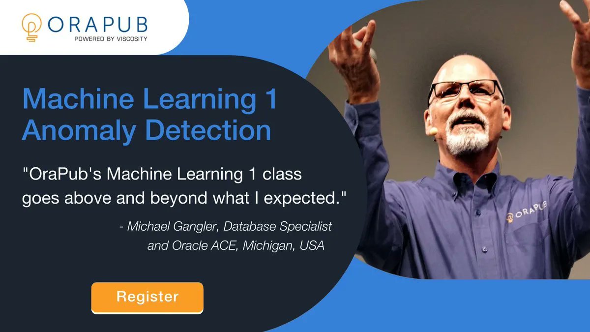 mjgangler's tweet image. Looking forward to seeing a Machine Learning deep dive in Cleveland with Craig Shallamer of Viscosity NA.  Register this week while you can still take advantage of the early registration discount! #GLOCLE ##VNA22 #OraPub #machinelearning  #anomalydetection @oracleugs @oracleace