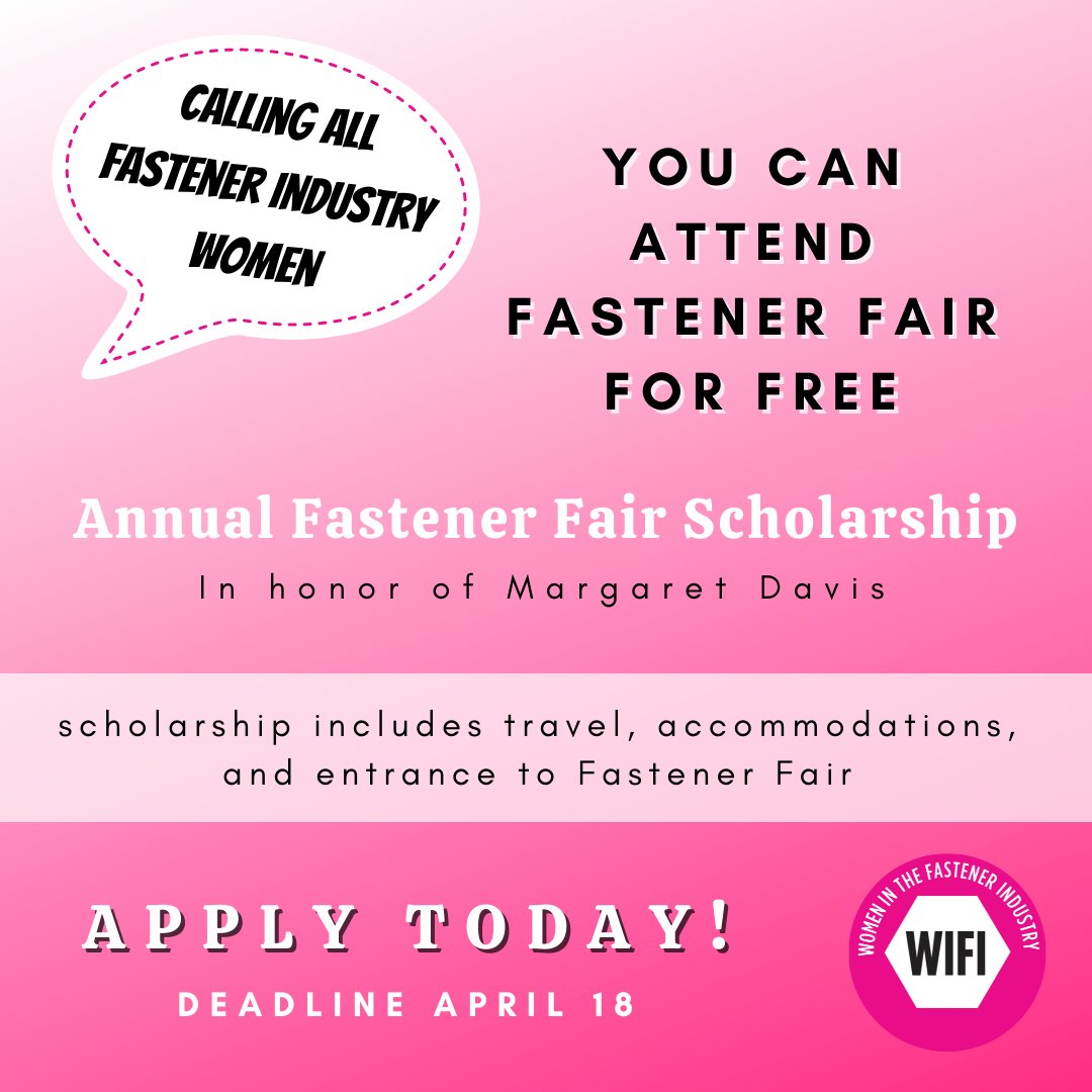 fastenerwomen's tweet image. Apply today!

fastenerwomen.com/scholarships