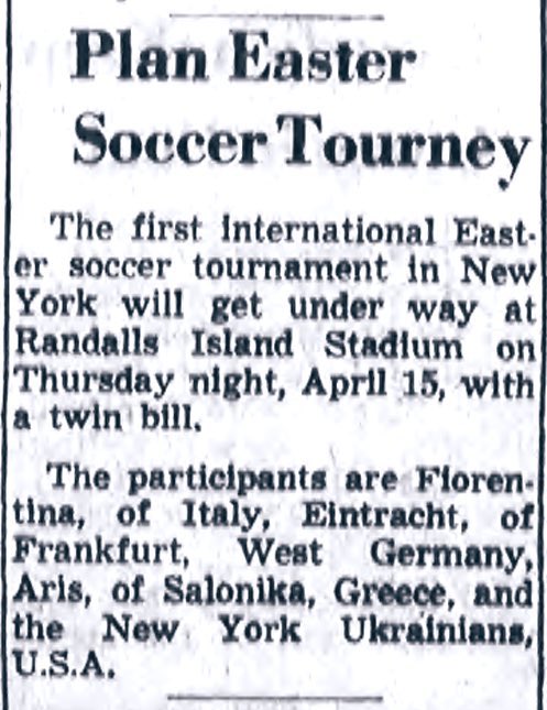 BSHarchive's tweet photo. โThe first international #EasterSoccer tournament in New York will get under way at Randalls Island Stadium on Thursday night, April 15, 1965...โ
Fiorentina of Italy won the tournament.
#Easterย โฝ๏ธ https://t.co/654YhqRxD8
